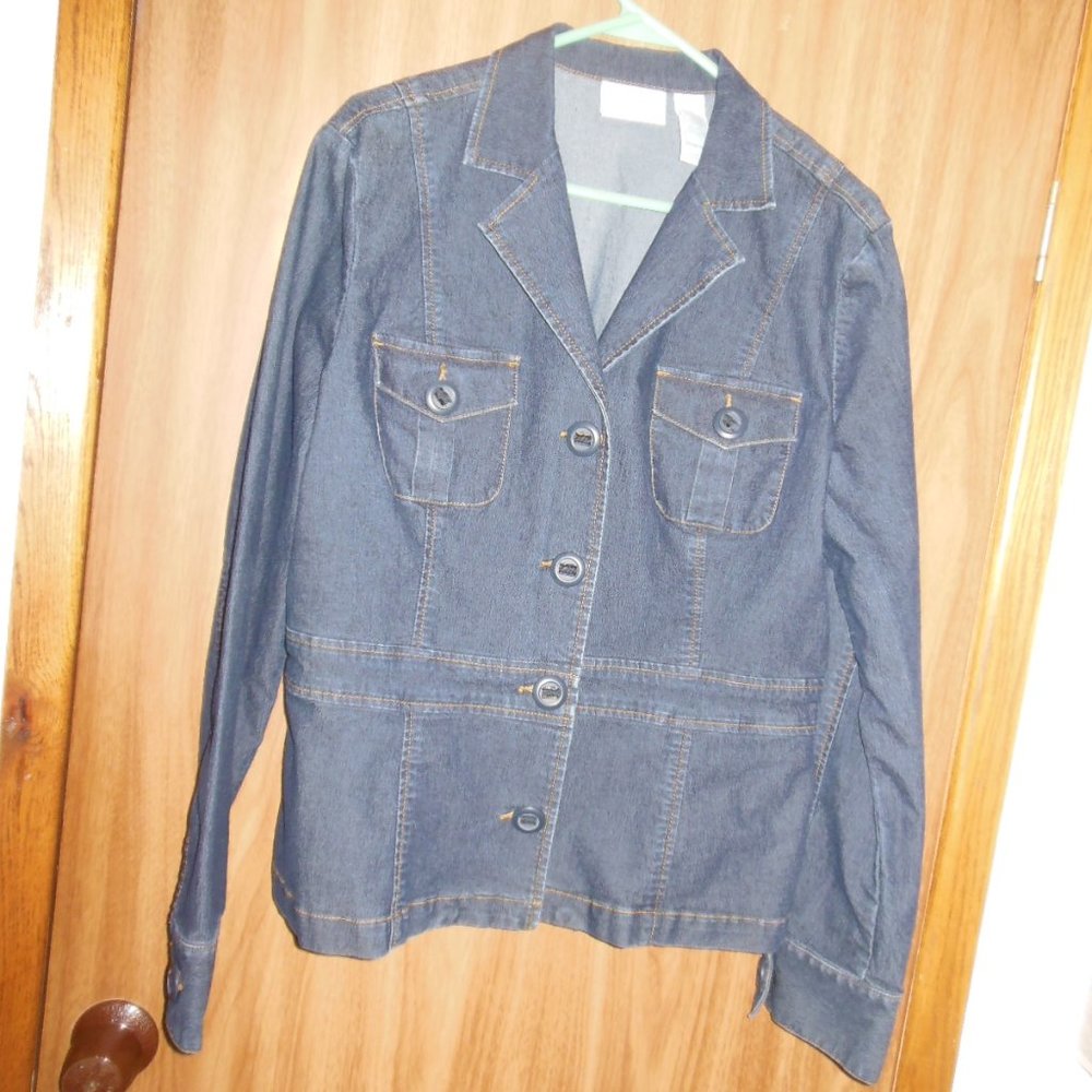 Liz Claiborne Jean Jacket Modern Navy w/Navy Buttons 14